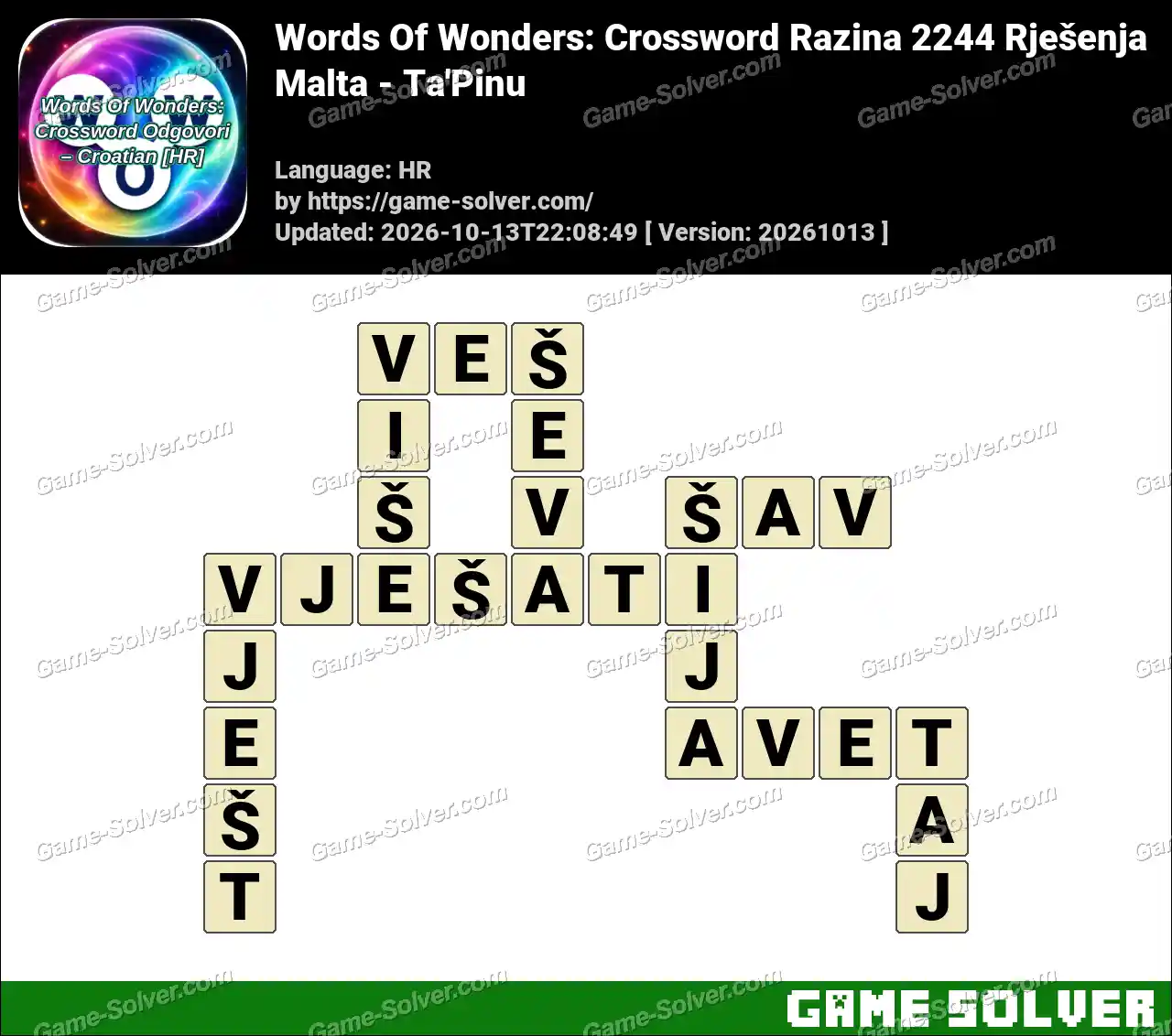 Words Of Wonders: Crossword Razina 2244 Rješenja – Malta – Ta’Pinu